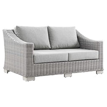 Modway Conway Outdoor Patio Wicker Rattan Loveseat in Light Gray Gray