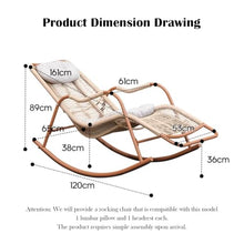 Apk i bc Outdoor Rocking Chair, Lawn Lounge Chair, Portable Foldable Lounger with Headrest and Cushion, 120 Lb Capacity, Ideal for Patios(Wood Color,120 * 65 * 89)