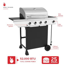 Nexgrill Propane 4-Burner Gas Grill, Side Burner and Stainless Steel Lid
