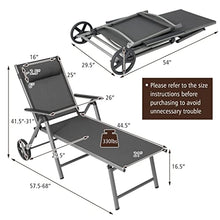 TEOYETTSF 2-Piece Folding Recliner Chair with Aluminum Reclining Backrest and Adjustable Wheels
