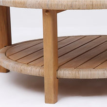 Cambridge Casual Seaside Wood Outdoor Coffee Table, Natural Teak/All-Weather Wicker