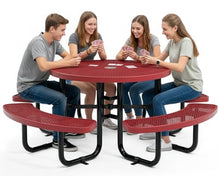 OUTTANS Commercial Metal Picnic Table (Red, 46in, Round, Expanded Steel)