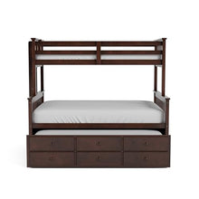Furniture of America Barnett Solid Wood Bunk Bed with Trundle & Drawers Twin Over Full Dark Walnut
