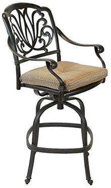 theWorldofpatio Elizabeth Cast Aluminum Powder Coated 6pc Outdoor Patio Swivel Counter Stools 24 inches H - Antique Bronze