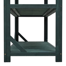 Roomfitters 65" Farmhouse Outdoor Potting Bench Table with 4 Storage Shelves and Side Hook, Forest Green