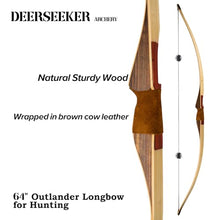 Deerseeker Outdoor 64" Traditional Longbow Set Bamboo 95lb Right Hand