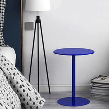 Failjierue Blue Round Bistro Table with Installation Kit - 36 Inch High Bar Counter Pedestal Dining Coffee Table for Pub, Club, Balcony & Outdoor | Easy Assembly(48x56cm)