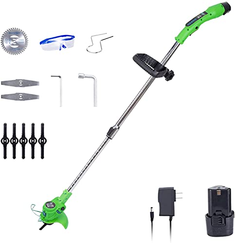 Electric Lawn Mower 12V Rotary Electric Lawn Mower Rechargeable Portable Teles Garden House Mowing Machine Lightweight Garden Weeding Pruning Tools 2 Batteries