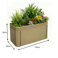 YUHUAWF Garden Bench Planting Trough Growing Container Flower Box Landscape Bed Planter Box with Bench