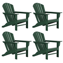 WO Home Furniture Set of 4pcs HDPE Adirondack Chairs, Traditional Loungers, Retro Poly Seat, All Weather Resistant for Patio, Outdoor, Balcony, Backyard, Lawn, Patio, Pool, Deck, Dark Green