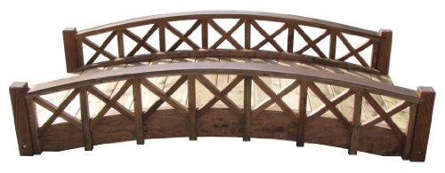 SamsGazebos Swan Wood Garden Bridge with Cross Halved Lattice Railings 6-Feet Brown