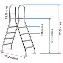 4 Steps Pool Ladder Slip Pool Entrance Load 500 Lb, Pool Step Ladder for Swimming Pools Above Ground, Heavy Duty Above Ground Pool Ladder Thicken 304 Stainless Steel Pool Stairs