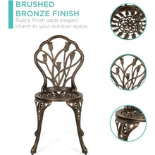 DUYHBAWRS Outdoor Cast Aluminum Patio Bistro Set W Design Antique Finish Copper Outdoor Furniture Set