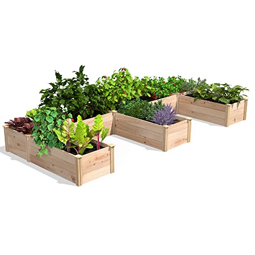 Greenes Fence Premium Cedar E-Shaped Raised Garden Bed 6' x 14' Brown