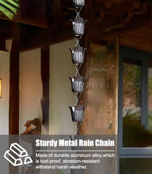 YUSIWOAL Aluminum Alloy Rain Chain for Gutter Downspout, Decorative Water Diverting Solution for Outdoor Porch and Shed(3.6 m (11.8ft))