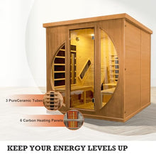AURGOD Far Infrared Wooden Sauna, Luxurious Canadian Hemlock Sauna with 2 Oversize Recliners, 220V, 3400 W, 9 Heating Element, Bluetooth Speakers, 7 Color Light, Oxygen Bar-Fast Delivery