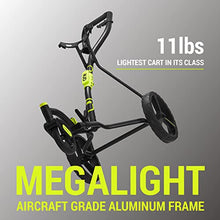 WishboneOne Golf Cart Push Carts - Swivel Front Wheel, 1-Step Folding, Aircraft Grade Frame | Lightweight Lime