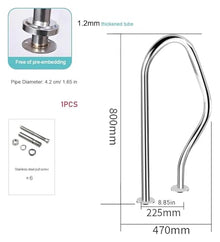Pool Handrail, Stainless Steel Pool Railing, Stainless Steel Pool Steps Hand Rail,Non-Slip Stair Railing Safety Grab Bars for Outdoor Indoor