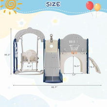KOZYSFLER 8-in-1 Toddler Slide and Swing Set with Basketball Hoop Grey/Blue/White