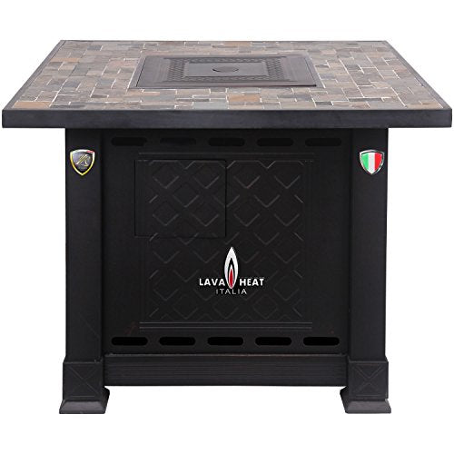 Lava Heat Italia Volterra Liquid Propane Fire Pit Table, Antique Bronze and Natural Slate