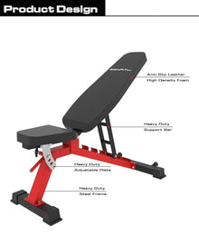 EonfitOmni Smith Machine Squat Rack Cable Crossover Pulley System Home Gym Equipment Black with Red Bench