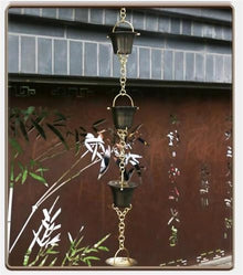 WKNHHL Rain Chain, Copper for Gutters, Roof Rain Catcher/Diverter, Unique Metal Link for Villa Temples,2.4m/8ft