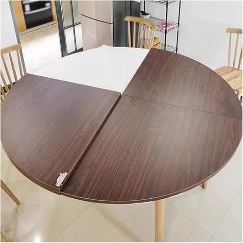 NehQrynvx Portable Round Poker Table Top Foldable, 1/4 Fold Solid Wood Board, Commercial Home Temporary Dining Table Extender, Multi-Scene for Gatherings/Gardens, Easy Storage(Brown,Dia 75 inch)
