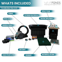 HALF OFF PONDS PondBuilder Elite 6100 GPH Koi Pond Kit 25 x 25 Ft PVC Liner