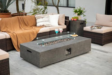 LumeVale 56-inch Rectangle Propane Gas Fire Pit Table, CSA Certified 50,000 BTU Outdoor Fireplace for Backyard, Porch, Garden (Grey, Fire Pit with Wind Guard&Tank)