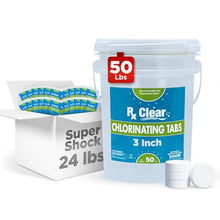 Rx Clear 50 lbs 3" Chlorine Tablets & 24 lbs Super Shock Kit