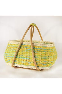 Rattan Picnic Basket - Mix Colors, 40x30 cm, Handwoven Wicker Storage Basket - Multicolor