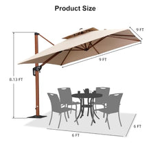 9 Feet Double Top Deluxe Square Patio Umbrella with Steel Plate Base