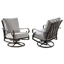 Oakland Living Aluminum Outdoor Swivel Club Rocking Chairs Set of 2 with Thick Grey Cushions Antique Copper