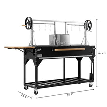 KoolMore 92 in. Charcoal and Wood BBQ Grill, Santa Maria Argentine Style Grill with Dual Adjustable Grate, Heavy Duty, in Black