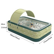 Inflatable Swimming Pool with Canopy, Blow Up Pool Large for Adults, Outdoor Above Ground Portable Pool for Kids, Wading Pool for Family Garden Backyard (Color : /Green A, Size : 3m)