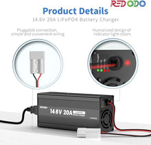 Redodo 12.8V 100Ah LiFePO4 Battery with 14.6V 20A Lithium Charger