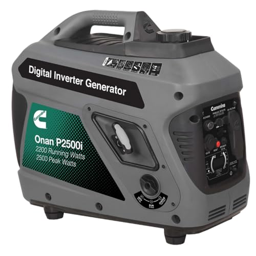 Cummins Onan P2500i Portable Digital Inverter Generator, 2200 Running Watts with 2500 Peak Watts, Perfect for Home, Camping, and RV use
