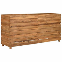 Heofavd Wooden Raised Bed 59.1"x15.7"x28.3" Recycled Teak Wood Garden Planter with Adjustable Steel Rack Large Flower Box for Living Room Balcony Patio and Backyard