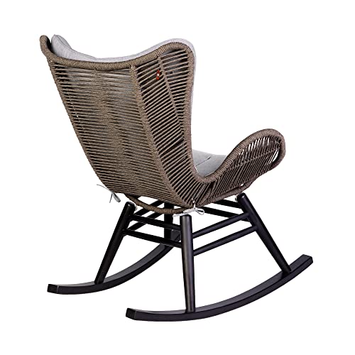 Armen Living Fanny Outdoor Patio Rocking Chair Dark Eucalyptus and Truffle