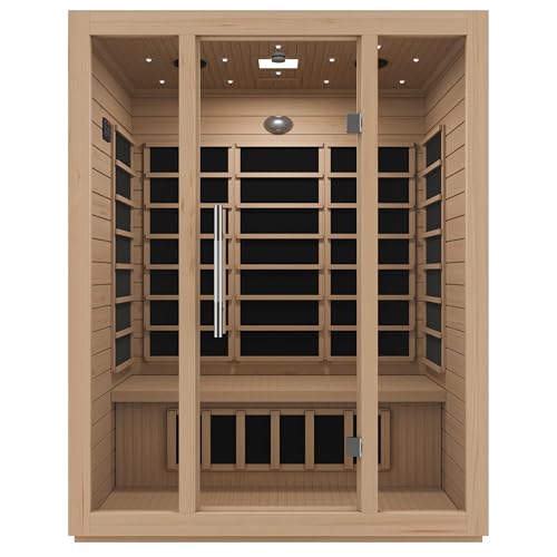 SteamSpa 3 Person Hemlock Wooden Indoor Sauna with Bluetooth & Touch Control