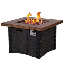 Good Product 50,000 BTU Outdoor Gas Fire Table, Faux Woodgraine Table top Fire Pit