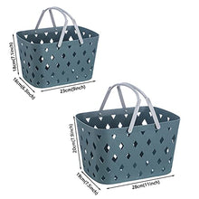 Plastic Storage Basket Collapsible with Handle - Portable Outdoor Picnic Basket Space Saving Storage Basket for Kitchen Shelves Bathroom,Orange,28cm (Blue 28cm)