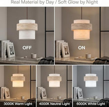 zhongheng Small Pendant Light 7in Japandi Natural Travertine Stone Lampshade, Nordic Lighting Fixture for Kitchen Island Dining Room Bedroom Cafe (Bulb Included)