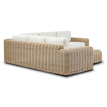 Poly & Bark Puglia Corner Sectional Sofa Set with Coffee Table – Outdoor Ready Synthetic Rattan Frame, Weather‑Resistant Cushions & Minimal Profile – Sand Fabric for Patio, Garden or Covered Veranda