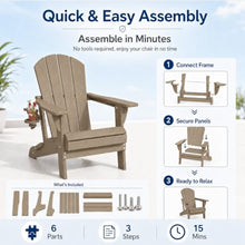 Patio Kingdom Folding Adirondack Chairs Set of 6 with Cup Holders, Heavy Duty HDPE Plastic Outdoor Chairs, Weather Resistant Heavyweight Patio Furniture Set for Deck, Fire Pit, Backyard, Brown