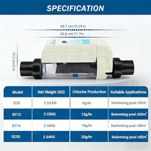 Automatic Salt Water Chlorination System, Smart Salt Chlorinator System, with Self Cleaning Function, Complete Functionality, for Swimming Pool, Spa Pool