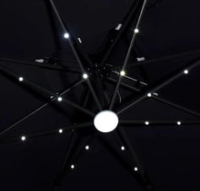 CWENZXDIA Patio Umbrella 8.2ft Cantilever Umbrella with Base and Solar LED Lights Tilting for Outdoor Garden Outdoor