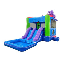 JumpOrange Commercial Grade Bounce House Water Slide with Splash Pool for Kids and Adults (with Blower), Wet Dry Use, Basketball Hoop, Outdoor Indoor, Birthday Party Rental (2 Lane Octopus)