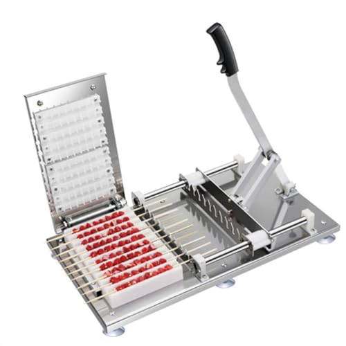 10 Holes BBQ Tool, Commercial Quick Wear Stainless Steel Mutton Kebab Machine, BBQ Making, Easy Barbecue Skewers Maker, Manual BBQ Threading Machine