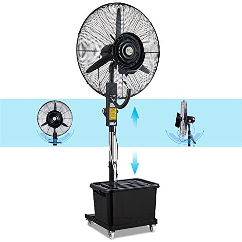 CUTPOIY 80W High Velocity Misting Fan with 90° Oscillation, 3 Speeds & Remote Control Outdoor Cooling for Patio, Garage, Farm, Workshop, Fan Blade 650mm
